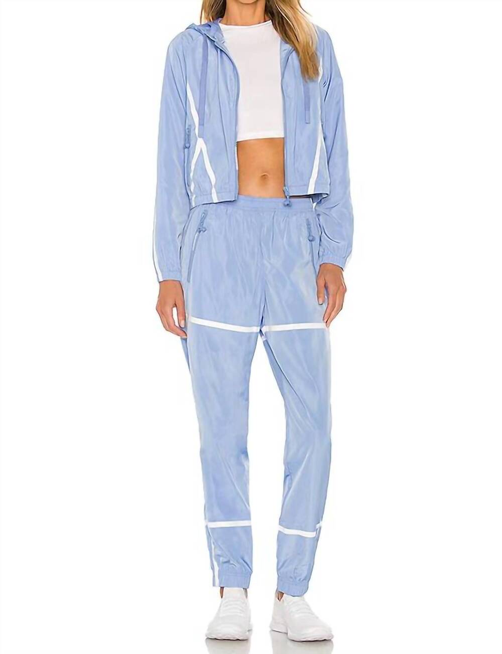 NEW ADAM SELMAN SPORT windbreaker taped trackpants in powder blue